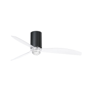 Faro Mini Tube - ventilateur de plafond avec lumière et télécommande - Ø 128 cm - 17W LED inclus - noir et transparent