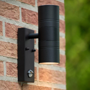 Lucide Arne - applique murale avec détecteur de mouvement - 6,3 x 12 x 22,5 cm - 2 x 5W LED inclus - IP44 - noir