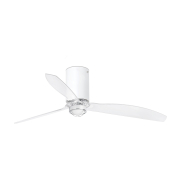 Faro Mini Tube - ventilateur de plafond avec lumière et télécommande - Ø 128 cm - 17W LED inclus - blanc mat et transparent