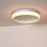Lucide Estreja - plafonnier avec télécommande - Ø 40 x 9 cm - 40W + 10W LED inclus - blanc