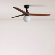 Faro Klim M - ventilateur de plafond avec lumière - Ø 125 cm - noir mat et noyer foncé