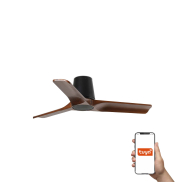 Faro Heywood Tub S Tuya Smart - ventilateur de plafond - Ø 90 cm - noir mat et noyer foncé