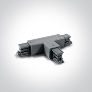 ONE Light Square Track Accessories - Connecteur en T gauche - Système de rail triphasé - 16A - gris