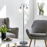 Nordlux Ray 12 - lampadaire - 155 cm - chrome et blanc opale