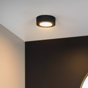 Lucide Brice-Led - plafonnier - Ø 11,7 x 3,9 cm - 8W LED dimmable inclus - IP44 - noir