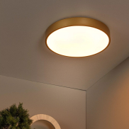 Lucide Unar - plafonnier - Ø 39,5 x 5 cm - 24W LED gradable inclus - 3 niveaux de gradation - or mat