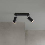 Nova Luce Mao - spot en saillie 2L - 5,5 x 16,5 x 26 cm - IP44 - noir sablé
