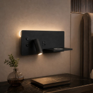 Artdelight WL Charge - Lampe de lecture avec interrupteur, station de recharge sans fil et port USB - 8 x 30 x 12 cm - LED 3W + 3W inclus - noir