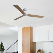 Faro Rudder L - ventilateur de plafond - Ø 132 cm - blanc mat et frêne
