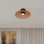 Nova Luce Polifemo - plafonnier - Ø 40 x 16 cm - 12W LED inclus - verre moka et noir sablé