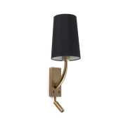 Faro Rem - applique murale avec interrupteur - 16,5 x 21 x 61 cm - 4W LED inclus - noir et vieil or