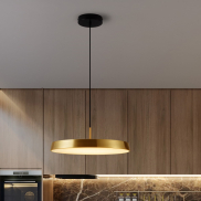 Nova Luce Vetro - lampe suspendue - Ø 50 x 130 cm - 37W LED inclus - or satiné et noir