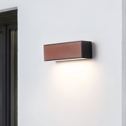 Nova Luce Brown - applique murale solaire extérieure - 25,8 x 8,6 x 8,6 cm - 2W LED inclus - IP65 - noir sablé et bois