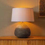 Lucide Maduka - lampe à poser - Ø 45 x 61 cm - brun clair et blanc