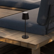 Nova Luce Seina - lampe de table rechargeable - Ø 11,4 x 39,5 cm - 2W dimmable LED inclus - IP54 - noir sablé