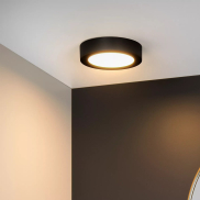 Lucide Brice-Led - plafonnier - Ø 18 x 3,9 cm - 11W LED dimmable inclus - IP44 - noir