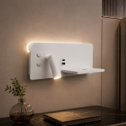 Artdelight WL Charge - Lampe de lecture avec interrupteur, station de recharge sans fil et port USB - 8 x 30 x 12 cm - LED 3W + 3W inclus - blanc