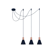ONE Light E27 Round - lampe suspendue - Ø 15,3 x 22,8 cm - noir et cuivre