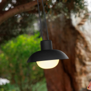 New Garden Syros - lampe suspendue à batterie rechargeable avec télécommande - Ø 20 x 9,5 cm - 9W dimmable LED inclus - IP54 - anthracite