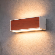 Nova Luce Brown - applique murale solaire extérieure - 25,8 x 8,6 x 8,6 cm - 2W LED inclus - IP65 - blanc sablé et bois
