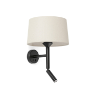 Faro Windsor - applique murale avec lecteur - Ø 29 x 49,9 x 26,5 cm - noir mat et lino
