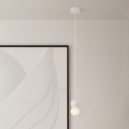 Nova Luce Zero - lampe suspendue - Ø 8 x 115 cm - blanc sablé
