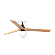 Faro Klim M - ventilateur de plafond avec lumière et rosace encastrée - Ø 125 cm - noir mat et pin
