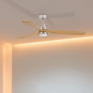 Faro Lantau L - ventilateur de plafond avec lumière - Ø 132 cm - nickel mat et pin