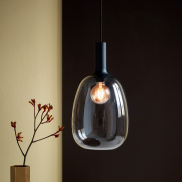 Nordlux Alton - lampe suspendue - Ø 23 x 343 cm - noir et verre fumé