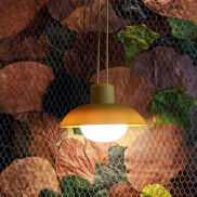 New Garden Syros - lampe suspendue à batterie rechargeable avec télécommande - Ø 20 x 9,5 cm - 9W dimmable LED inclus - IP54 - jaune moutarde