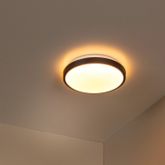 Lucide Dasher - plafonnier - Ø 29,3 x 8,5 cm - 12W LED inclus - IP44 - noir