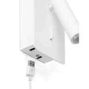Faro Suau - applique murale avec interrupteur et port USB - 9,5 x 14 x 17 cm - 3W LED inclus - blanc mat