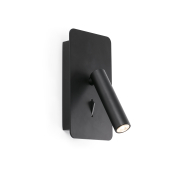 Faro Suau - applique murale avec interrupteur et port USB - 9,5 x 14 x 17 cm - 3W LED inclus - noir mat