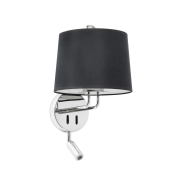 Faro Montreal - applique murale avec interrupteur - 21,5 x 19 x 39 cm - 3W LED inclus - noir et chrome