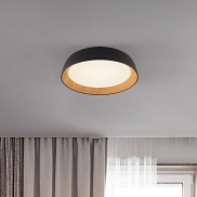 Nova Luce Sigi - plafonnier - Ø 45 x 10 cm - 40W dimmable LED inclus - noir sablé et bois