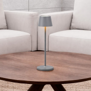 Nova Luce Seina - lampe de table rechargeable - Ø 11,4 x 39,5 cm - 2W dimmable LED inclus - IP54 - gris basalte