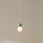 Nova Luce Clio - lampe suspendue - Ø 18 x 198 cm - vert et verre opale
