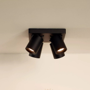 Lucide Nigel - spot en saillie - 20 x 20 x 11,3 cm - 4 x 5W dimmable inclus - dim to warm - noir
