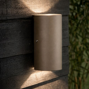 Nordlux Rold Round - applique murale extérieure - 9 x 16 x 5,5 cm - 2 x 5W LED inclus - IP54 - taupe