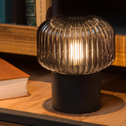 Lucide Jany - lampe à poser - Ø 16 x 18 cm - noir et gris fumée