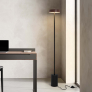 Nova Luce Thea - lampadaire - Ø 20 x 135 cm - 17W  LED inclus - noir sablé et bois