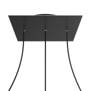 Creative Cables - Rose-One Rosace de plafond carrée pour 3 points lumineux en ligne - 40 x 40 x 3,5 cm - noir
