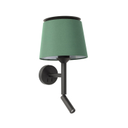 Faro Savoy - applique murale avec interrupteur - 23 x 26,5 x 49,9 cm - 3W LED inclus - vert et noir