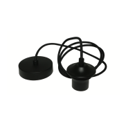 Artdelight Pendant - lampe suspendue avec cordon en fer - Ø 10 x 150 cm - noir