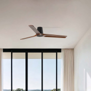 Faro Heywood Tub L - ventilateur de plafond - Ø 90 cm - noir mat et noyer foncé