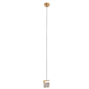 Maxlight Vetro - lampe suspendue - Ø 13 x 180 cm - 4,5W LED dimmable inclus - or brossé
