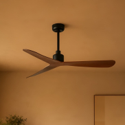 Faro Rocker M - ventilateur de plafond - Ø 132 cm - noir mat et noyer