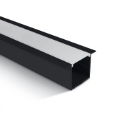 ONE Light profilé encastré avec diffuseur - 5,7 x 3,6 cm - longueur 200 cm - noir et opale