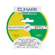 Elmark ruban isolant en PVC 19mm - 10 mètres de long - jaune/vert