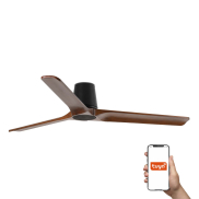Faro Heywood Tub L Tuya Smart - ventilateur de plafond - Ø 132 cm - noir mat et noyer foncé
